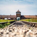View with the railways on the Auschwitz II Gate