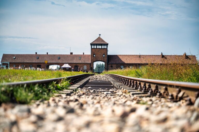 View with the railways on the Auschwitz II Gate